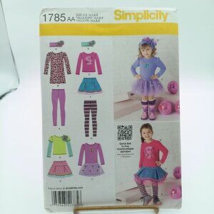UNCUT Sewing PATTERN Simplicity 1785, Toddlers 2012 Skirt Knit Dress Top Legging